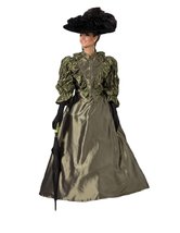 Women&#39;s Brown Victorian Era Annie Dress Theater Costume S - £393.45 GBP