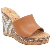 INC INTL Concepts Women Cork Wedge Slide Sandals Cadie Size US 9.5M Brown Smooth - £31.15 GBP