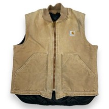 Vintage Carhartt VQ186 Quilted Lined Canvas Vest Large Union Made In USA Khaki - £53.33 GBP