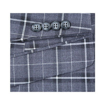 Mens Suit RENOIR English Plaid Window Pane Stretch Slim Fit Comfort 293-14 Gray image 7