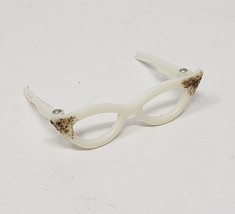 VINTAGE 1960&#39;s IDEAL TAMMY WHITE CAT EYE GLASSES W GOLD GLITTER SPARKLES... - £44.07 GBP