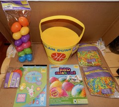 Easter Mix Lot 7 Items Basket Paper Grass Stickers Sports Eggs Racer Dye 163E - £9.82 GBP