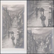 Clovelly Cobblestone Street By Moonlight Devon England Vtg Postcard Unposted - £9.83 GBP