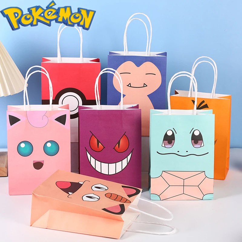 Pokemon Paper Bag Pikachu Theme Kids Decor Snacks Candy Wrappers Kawaii Birthday - £8.08 GBP