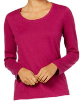 Jenni by Jennifer Moore Womens Solid Long Sleeve Top Size M Color Penguin Parade - £24.58 GBP
