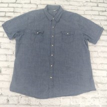 Sonoma Shirt Men 2XL Blue Chambray Short Sleeve Pearl Snap Cotton Casual... - £14.20 GBP