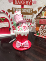 Christmas Gingerbread Peppermint Candy Top Hat Figurine Decor 8&quot; - $29.99