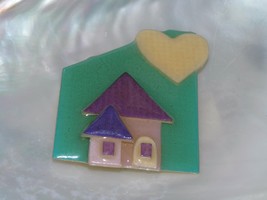 Estate Pale Pink &amp; Purple House Pins by Lucinda with Cream Heart Brooch – - £8.20 GBP
