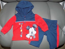 DISNEY BABY 2 PC MICKEY MOUSE OUTFIT SIZE NEWBORN EUC - £13.42 GBP