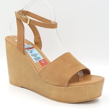 Steve Madden Women Strappy Wooden Wedge Sandals Welsh Size US 10 Camel Nubuck - £21.14 GBP