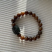 Hand carved Jade bracelet | Perfect natural Hetian sugar brown nephrite beads (  - £232.14 GBP