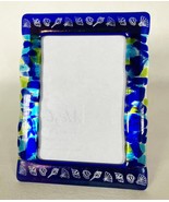 Ocean Blue Picture Frame Potpourri Fused Glass Photo 5&quot;x7&quot; Table Handcra... - $60.00