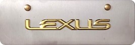 Lexus 3d  Gold Script Stainless Steel Mini  License Plate - £47.15 GBP