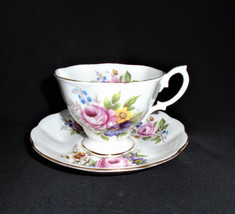 Royal Albert Vintage Footed Teacup and Saucer Cabbage Rose English Bone ... - $24.75
