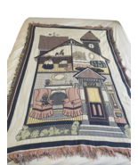 Dollhouse Victorian House Tapestry Throw Blanket 90s Romantic Cottagecor... - $39.29