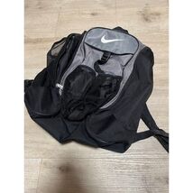 Nike Sport Backpack Gray Black Swoosh Mesh Pockets Gym Travel Soccer Bas... - $27.65
