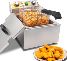 13.6Qt Electric Deep Fryer With 6L(6.5Qt)Frying Basket&amp;Lid,1750W Stainless Steel - £166.06 GBP