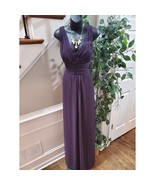Levkoff Women Purple Polyester V-Neck Sleeveless Formal Long Maxi Dress ... - $1,007.84 MXN