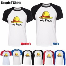 One Piece D Luffy Straw Hat Design Couple T-Shirt Men&#39;s Women&#39;s Graphic Tee Tops - £14.11 GBP