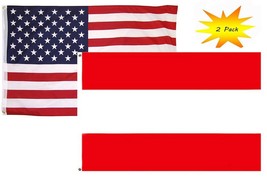 3x5 3x5 Wholesale Set (2 Pack) USA American &amp; Austria Plain Flag BannerFade Re - £7.42 GBP