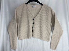 American Eagle Size XS Oversized Boxy Cardigan Beige Ribbed Sweater Button - £8.89 GBP
