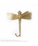 Solid Brass Dragonfly Wall Hook - 5.43 Inch Gold Finish Coat and Hat Hanger - $61.53 CAD