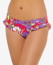 Hula Honey Purple Multi Impressionist Ruffled Bikini Swim Bottoms, Us Small - £9.41 GBP