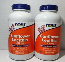 2 Bottles NOW Foods Sunflower Lecithin 1200mg Softgels - 200 Count - £21.94 GBP