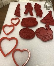 Vtg mixed lot cookie cutters Tupperware metal tree red plastic jack o lantern 12 - £14.69 GBP