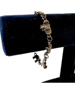 Elephant Charm Bracelet Vintage 80s Link Antiqued Brass Good Safari Novelty - £13.19 GBP