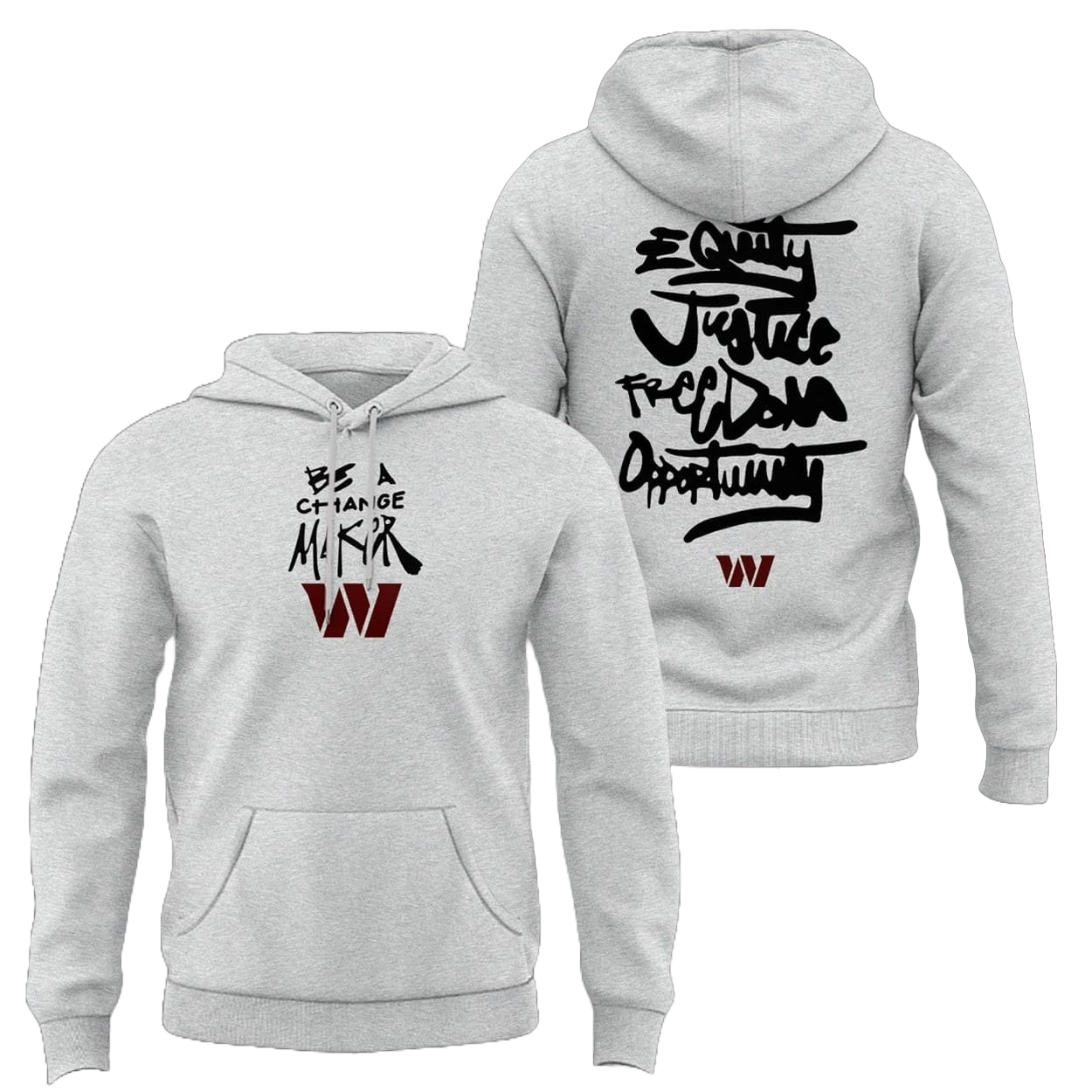 New Commanders Be a Change Maker Gray Hoodie Inspire Change - Washington