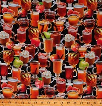 Cotton Apple Cider Food Drink Beverage Autumn Black Fabric Print by Yard D510.75 - £11.94 GBP