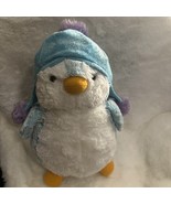 Aurora World Plush Blue Penguin in Blue Sparkly Winter Hat W/ Purple Pom... - $29.84