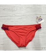 Becca By Rebecca Virtue Coral Pink Bikini Bottoms With Purple Crochet Ac... - €17,16 EUR