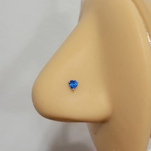 3mm Heart Cut Blue Sapphire CZ Nose Piercing Ring Screw Stud Pin in 925 Silver - £10.89 GBP