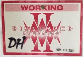 DISTURBED - 2003 MUSIC AS A WEAPON ORIGINAL CONCERT TOUR CLOTH BACKSTAGE... - $10.00