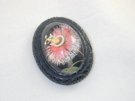 Vintage Hotcakes Design Carved Resin Flower Pin Brooch NOS - £23.64 GBP