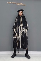 Vefadisa Women Long Sleeves Shrink Rope Windbreaker Coat Loose Mid-length Old Gr - £278.31 GBP