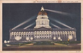 Salt Lake City Utah UT State Capitol Building at Night Postcard C16 - £2.39 GBP