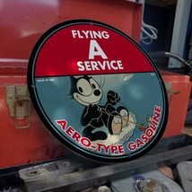Vintage 1957 Flying A Service Aero-Type Gasoline Porcelain Gas &amp; Oil Pump Sign - £97.63 GBP