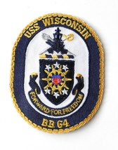 USS WISCONSIN US USN UNITED STATES NAVY EMBROIDERED PATCH 3.5 INCHES - £4.27 GBP