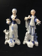 antique porcelain. Pair of german figurines. Marked A + B - £102.81 GBP