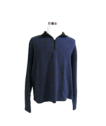 ORVIS Men&#39;s Long Sleeve Pullover Sweater Size L Navy Blue Zip Front - $33.07 CAD