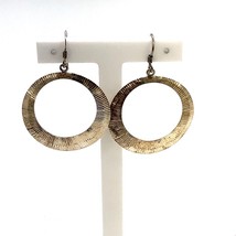 Vintage Sign Sterling CA Canada Modern Pattern Open Circle Drop Dangle Earrings - $44.55