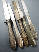 VTG Antique Mixed pattern Lot 5 Silver plate Dinner Knives &amp; Carving - £20.57 GBP