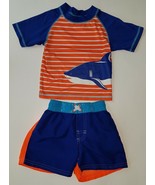 iXTREME Swim Shirt Shorts Baby 18 Months Trunks Rashguard Shark Blue Orange - £9.89 GBP