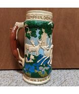 Vtg 11&quot; Ceramic German Mug Stein Men Hunt White Deer With Bows  - $427.96 MXN