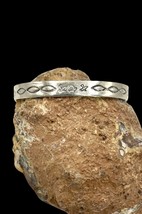 Signed Navajo Handmade Sterling Silver Stamped Turtle Bird Cuff Bracelet 7.5&quot; - $64.99