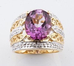 14K Yellow Gold Rhodium Topaz Diamond Cocktail Ring Size 6 - £1,316.20 GBP