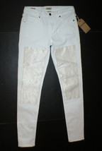 NWT New Womens True Religion USA Halle Jeans Skinny White Mid Designer Patch 26 - £274.02 GBP